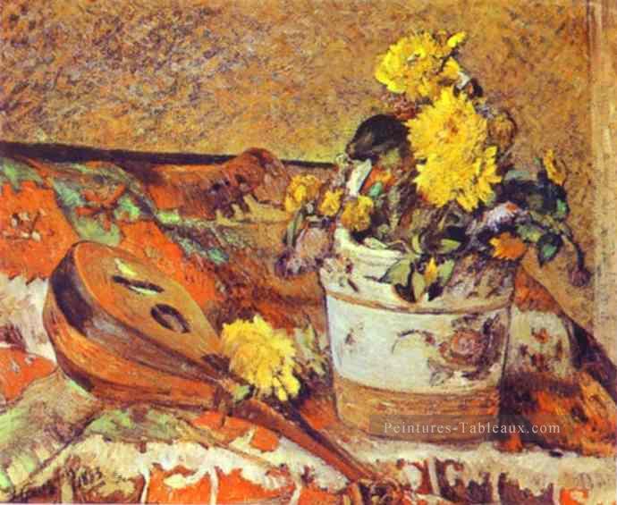 Mandolina et Fleurs postimpressionnisme Primitivisme Paul Gauguin Peintures à l'huile